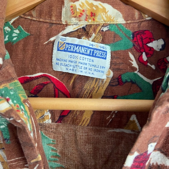 Vintage Lumberjack Flannel Bear Woodsy Camping Button Down flaw - Picture 4 of 10